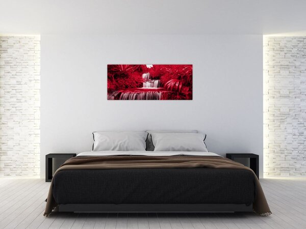 Kép - Indonéziai vízesések piros színben (120x50 cm)