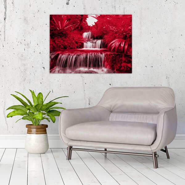 Kép - Indonéziai vízesések piros színben (70x50 cm)