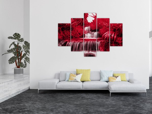 Kép - Indonéziai vízesések piros színben (150x105 cm)