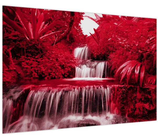 Kép - Indonéziai vízesések piros színben (90x60 cm)