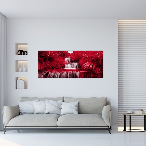 Kép - Indonéziai vízesések piros színben (120x50 cm)