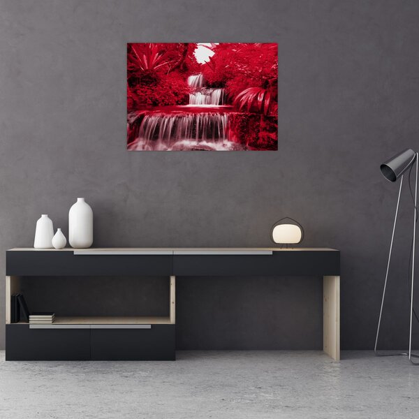 Kép - Indonéziai vízesések piros színben (70x50 cm)