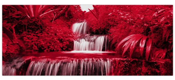 Kép - Indonéziai vízesések piros színben (120x50 cm)