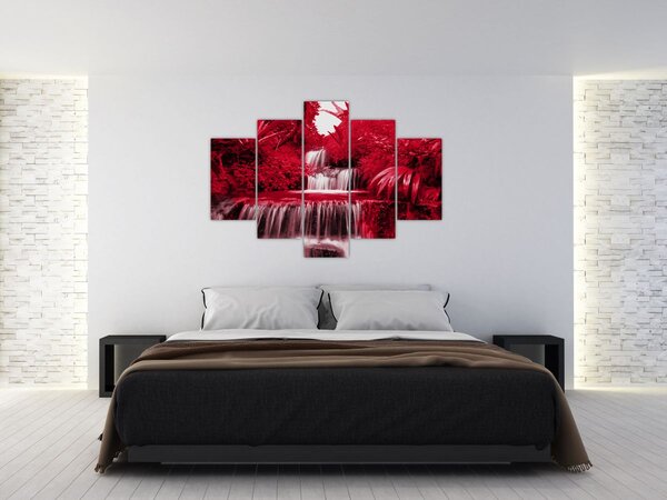 Kép - Indonéziai vízesések piros színben (150x105 cm)