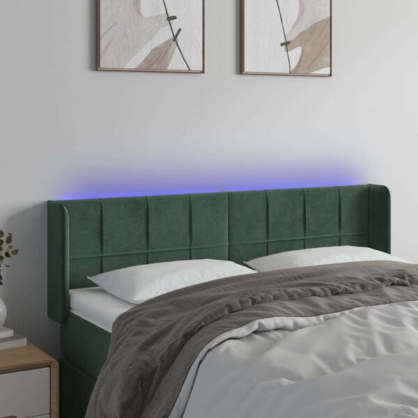 VidaXL Bársony Fejtámla LED - Sötétzöld - 147cm