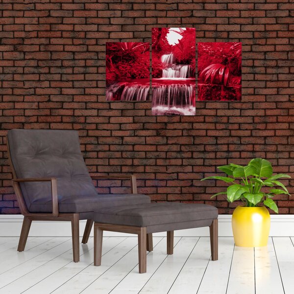 Kép - Indonéziai vízesések piros színben (90x60 cm)