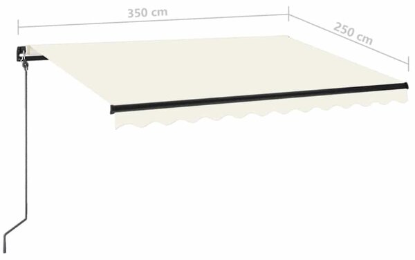 Krémszínű kézzel kihúzható LED-es napellenző 350 x 250 cm