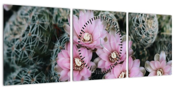 Kaktusz virágának képe (órával) (90x30 cm)