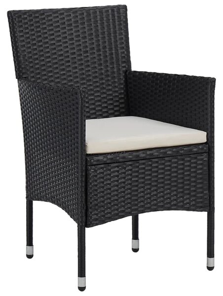 7 részes fekete polyrattan kerti étkezőgarnitúra