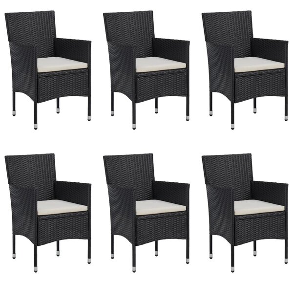 7 részes fekete polyrattan kerti étkezőgarnitúra