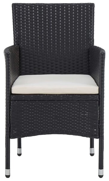 3 részes fekete polyrattan kerti étkezőgarnitúra