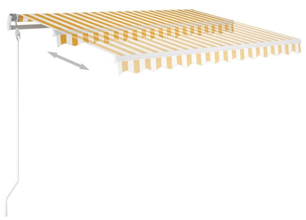 Sárga-fehér szélérzékelős és LED-es napellenző 300x250 cm