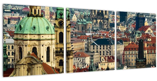 Kép - Prágai panoráma (órával) (90x30 cm)