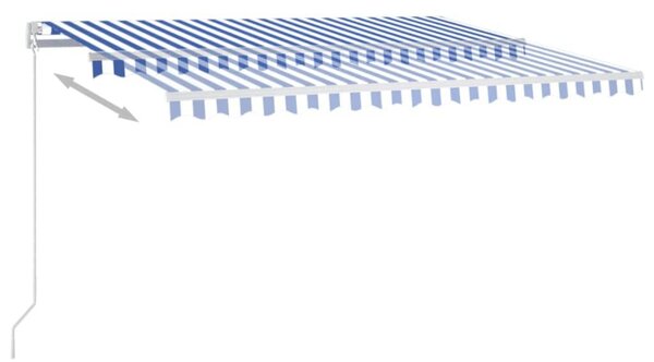 Kék és fehér kézzel kihúzható napellenző 400 x 350 cm