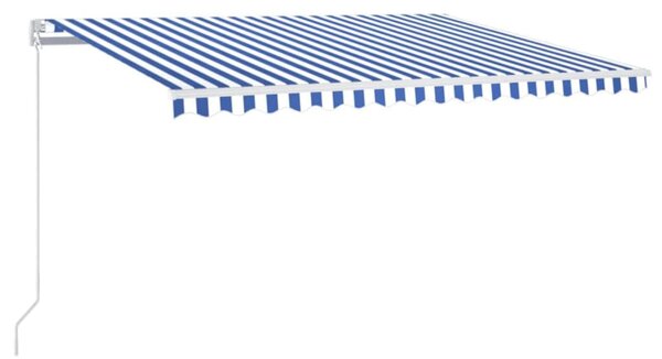 Kék és fehér kézzel kihúzható napellenző 400 x 350 cm