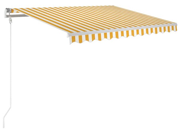 Sárga-fehér szélérzékelős és LED-es napellenző 300x250 cm
