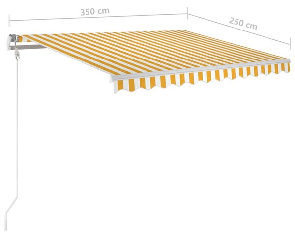 Sárga és fehér kézzel kihúzható napellenző 350 x 250 cm