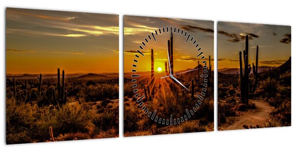 Kép - A nap vége az arizonai sivatagban (órával) (90x30 cm)