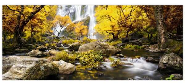 Kép - Vízesések őszi tájban, sárga (120x50 cm)