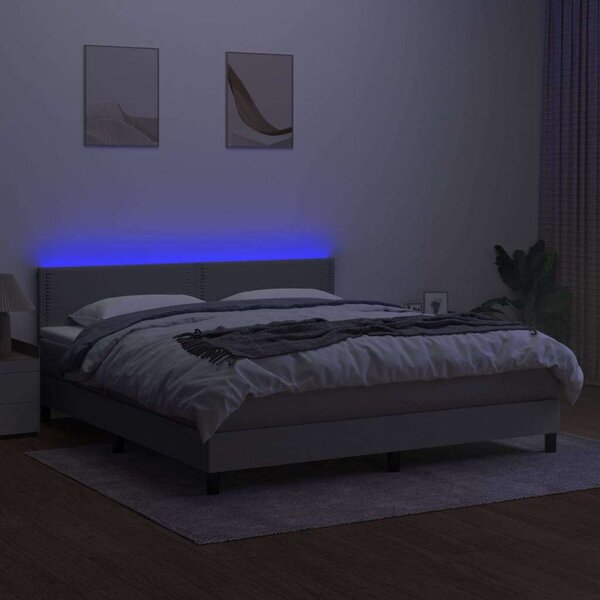 VidaXL Rugós Ágy - 160x200 cm - LED Világítással