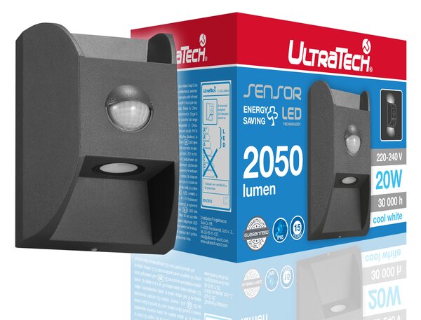 UltraTech LED lámpatest mozgásérzékelõvel 20W 2050lm 4000K 140° IP65
