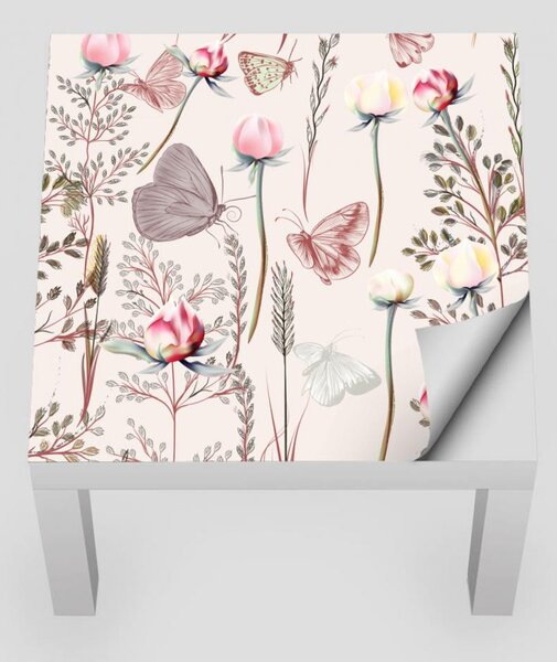 IKEA LACK asztal bútormatrica - virágbimbók és pillangók