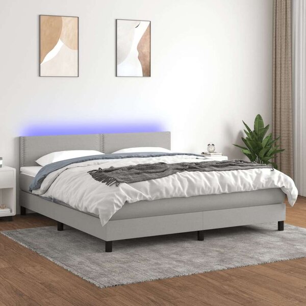 VidaXL Rugós Ágy - 160x200 cm - LED Világítással
