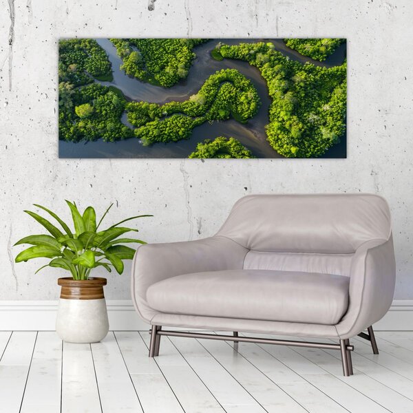 Kép - Erdei táj folyóval (120x50 cm)