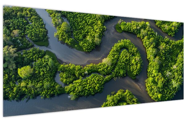 Kép - Erdei táj folyóval (120x50 cm)