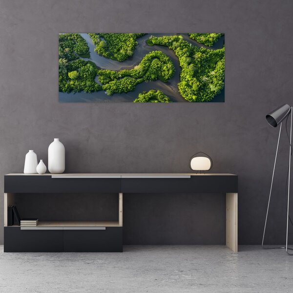 Kép - Erdei táj folyóval (120x50 cm)