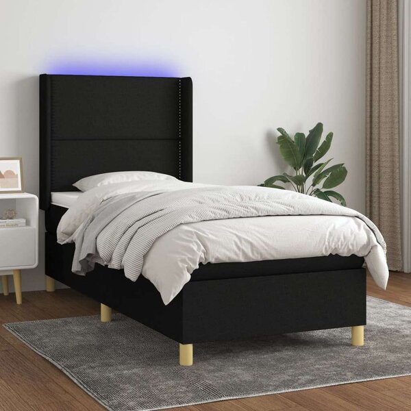 VidaXL Ágy - Fekete Szövet - 100x200 cm - LED-es