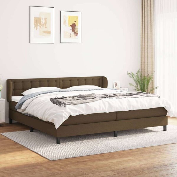 VidaXL 200x200 cm-es Ágy Matraccal - Sötétbarna Szövet