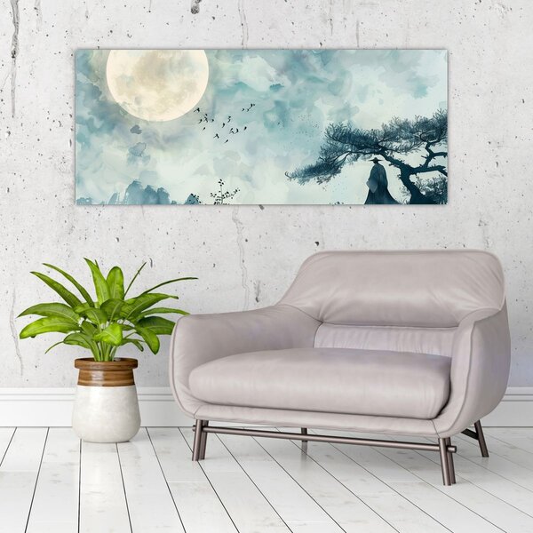 Kép - Telihold festmény (120x50 cm)