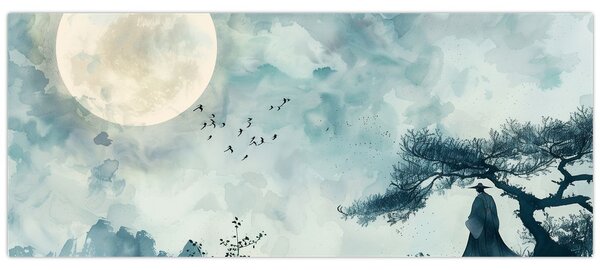 Kép - Telihold festmény (120x50 cm)