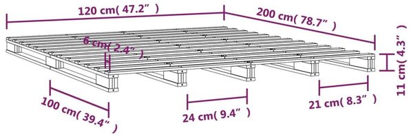 VidaXL Raklapágy - Tömör Fenyőfa - 120x200 cm