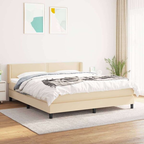 VidaXL krémszínű szövet rugós ágy matraccal 180 x 200 cm