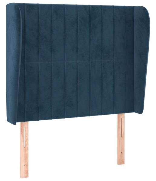VidaXL Bársony Fejtámla Szárnyakkal - Sötétkék - 103x23x118/128cm