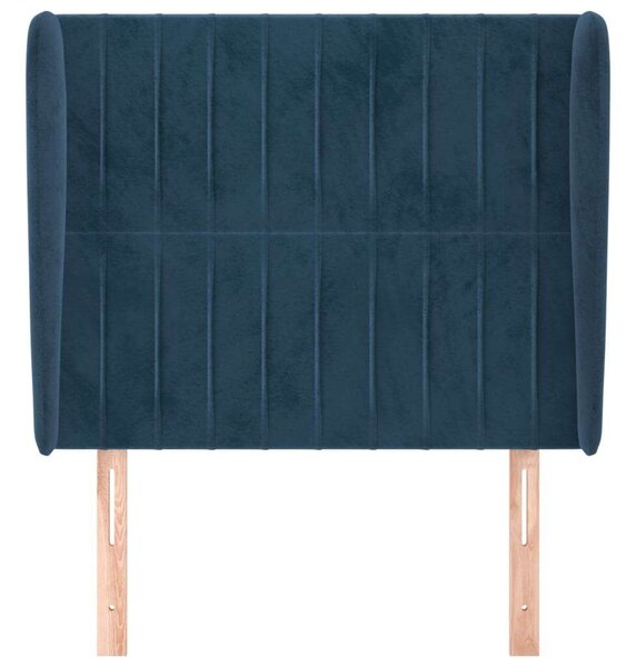 VidaXL Bársony Fejtámla Szárnyakkal - Sötétkék - 103x23x118/128cm