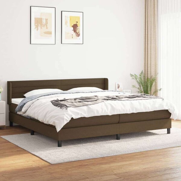 VidaXL sötétbarna szövet rugós ágy matraccal 200 x 200 cm