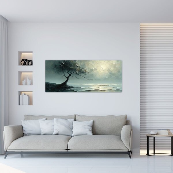 Kép - Olajfestmény egy fa az óceánnal (120x50 cm)