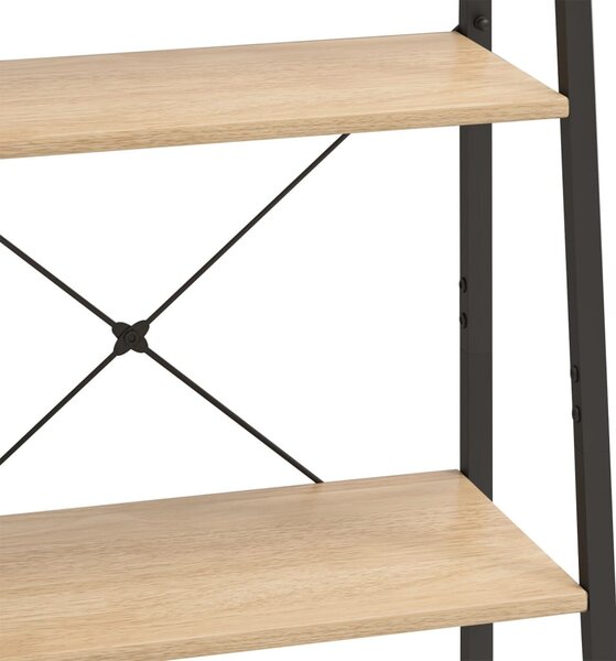 4-szintes világosbarna-fekete állópolc 56 x 35 x 140 cm