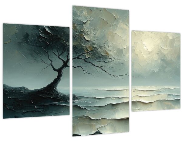 Kép - Olajfestmény egy fa az óceánnal (90x60 cm)
