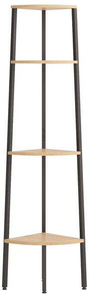 4-szintes világosbarna és fekete sarokpolc 45,5 x 31,5 x 150 cm