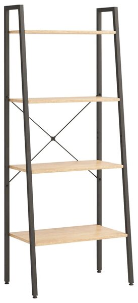 4-szintes világosbarna-fekete állópolc 56 x 35 x 140 cm