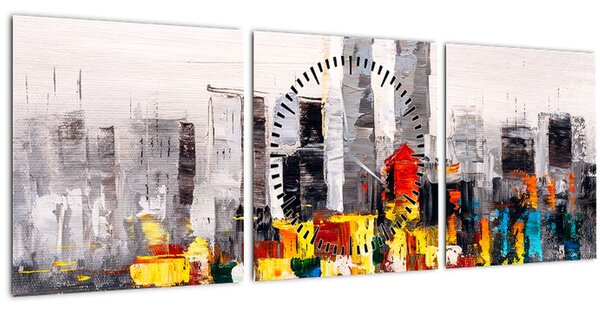 Kép - A nagyváros festménye (órával) (90x30 cm)