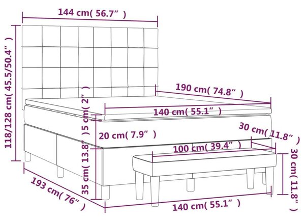 VidaXL tópszínű szövet rugós ágy matraccal 140 x 190 cm