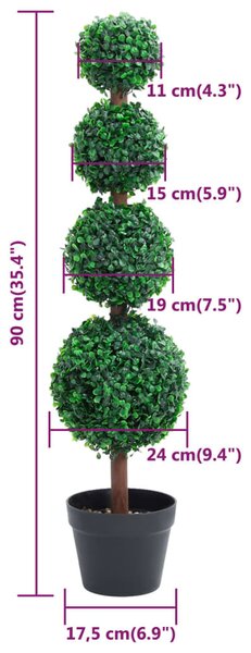 Zöld gömbalakú cserepes műpuszpáng 90 cm