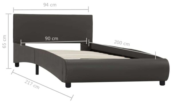VidaXL szürke LED-es műbőr ágykeret 90 x 200 cm