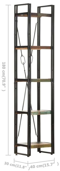 Ipari Fa Könyvespolc - 5 Polc - 40x30x180 cm