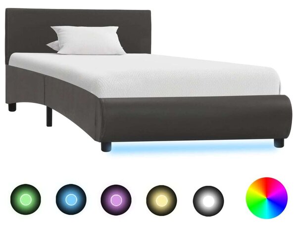 VidaXL szürke LED-es műbőr ágykeret 90 x 200 cm